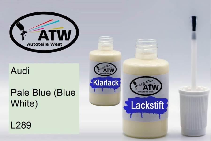 Audi, Pale Blue (Blue White), L289: 20ml Lackstift + 20ml Klarlack - Set, von ATW Autoteile West.